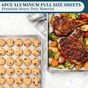 Full Size Commercial Quality Baking Sheet Pan, Bastwe Aluminum Cookie Tray Pan for Oven, Freezer, Bakery, Hotel Restaurant, Thick Steel Rim Prevents Warping (6 Pack, 26 x 18 Inch), 6pk Full Size Sheet