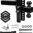Adjustable Trailer Hitch for 2-1/2" Receiver 8" Drop/Rise, (20,000 LBS GTW)