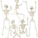 Feir 16" Skeletons Halloween Decorations – 5PCS Posable Full Body Skeletons with Movable Joints, Realistic Props for Outdoor Yard, Haunted House, Party & Indoor Halloween Decor