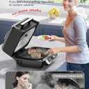 Paris Rhne Smokeless Indoor Grill & Air Fryer Combo, 12-in-1, Grill, Griddle, Air Fry, Broil, Bake, Crisp, Roast, Dehydrate, and more, Dual Heating Elements, Smart Thermostat, Easy Knob Control, 15.74*15.59*10.70 inches