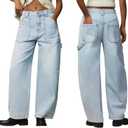 EMMIOL Womens Jorts Denim Shorts Y2k Vintage Baggy Mid Rise Bermuda Jeans Summer Knee Length Jort Short Pants (Blue)