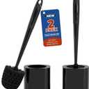 Toilet Brush, 2 Pack Toilet Brush and Holder Set Bathroom Accessories, Toilet Bowl Brush and Holder for Bathroom, Black