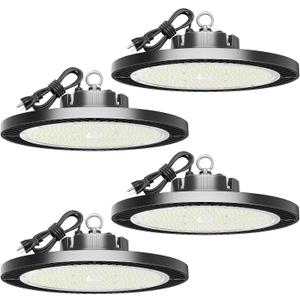 350W High Bay Lights, 52500LM Super Bright UFO LED High Bay Light Plug & Play Industrial Grade UFO LED High Bay Lights, 100-277V for Modern Warehouse, Project & Engineering Use 4 pack