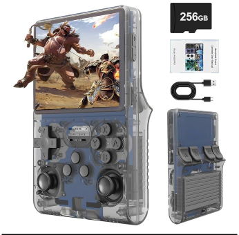 R40S PRO Retro Gaming Console, 30000+ HD Games Handheld Game Console, 3800mAh Rechargeable Mini Retro Video Console with 256GB TF Card, Portable Pocket Arcade (Transparent Grey)