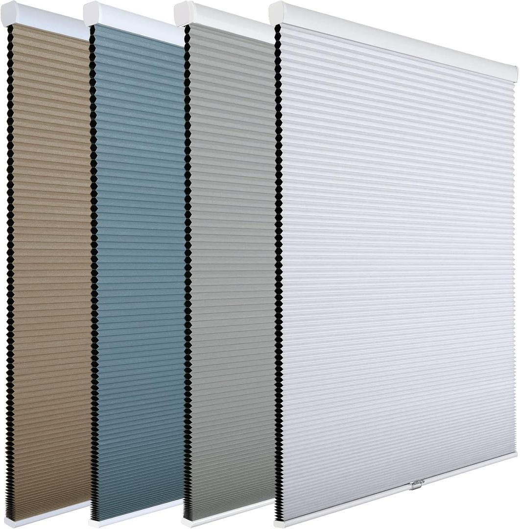 Homebox Cordless 100% Blackout Cellular Shades for Home,Shades for Indoor Windows, Honeycomb Blinds 36" W x 72" H White