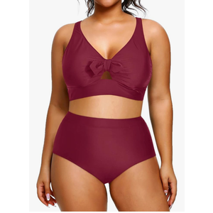 Daci Plus Size Two Piece Bikini Swimsuits - High Waisted Tummy Control Women Bathing Suits with Ruffle Sleeve Swimwear, 18W