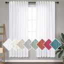 White Linen Curtains 68 Inches Long for Bedroom Rod Pocket Back Tab Light Filtering Privacy Modern Farmhouse Decor Cotton White Sheer Curtain for Living Room Parlor Study Room 2 Panel Set 68 Length