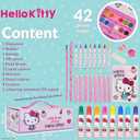 Hello Kitty Colored Pencils Art Supplies Kids Drawing Kit School Supplies Painting Kit Girls Drawing Pencils Art Kit Travel Case with Crayons Arts and Crafts for Kids 4-12 (Pink)