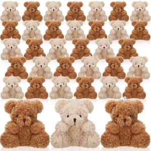 Chivao 36 Pcs Mini Stuffed Bears Bulk 4 Inch Small Plush Bear Gifts Soft Animal Toys for Graduation Birthday Wedding Party DIY Keychain Favors(Apricot, Brown)