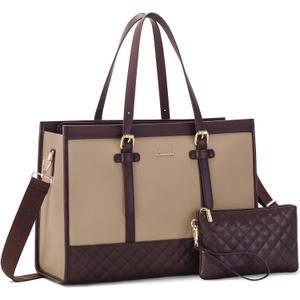 LOVEVOOK Laptop Tote for Women 15.6 Inch Canvas, Large Capacity Work Bag With Clutch Purse, Computer Office Business Briefcase, Casual Handbag for Travel College Teacher School
