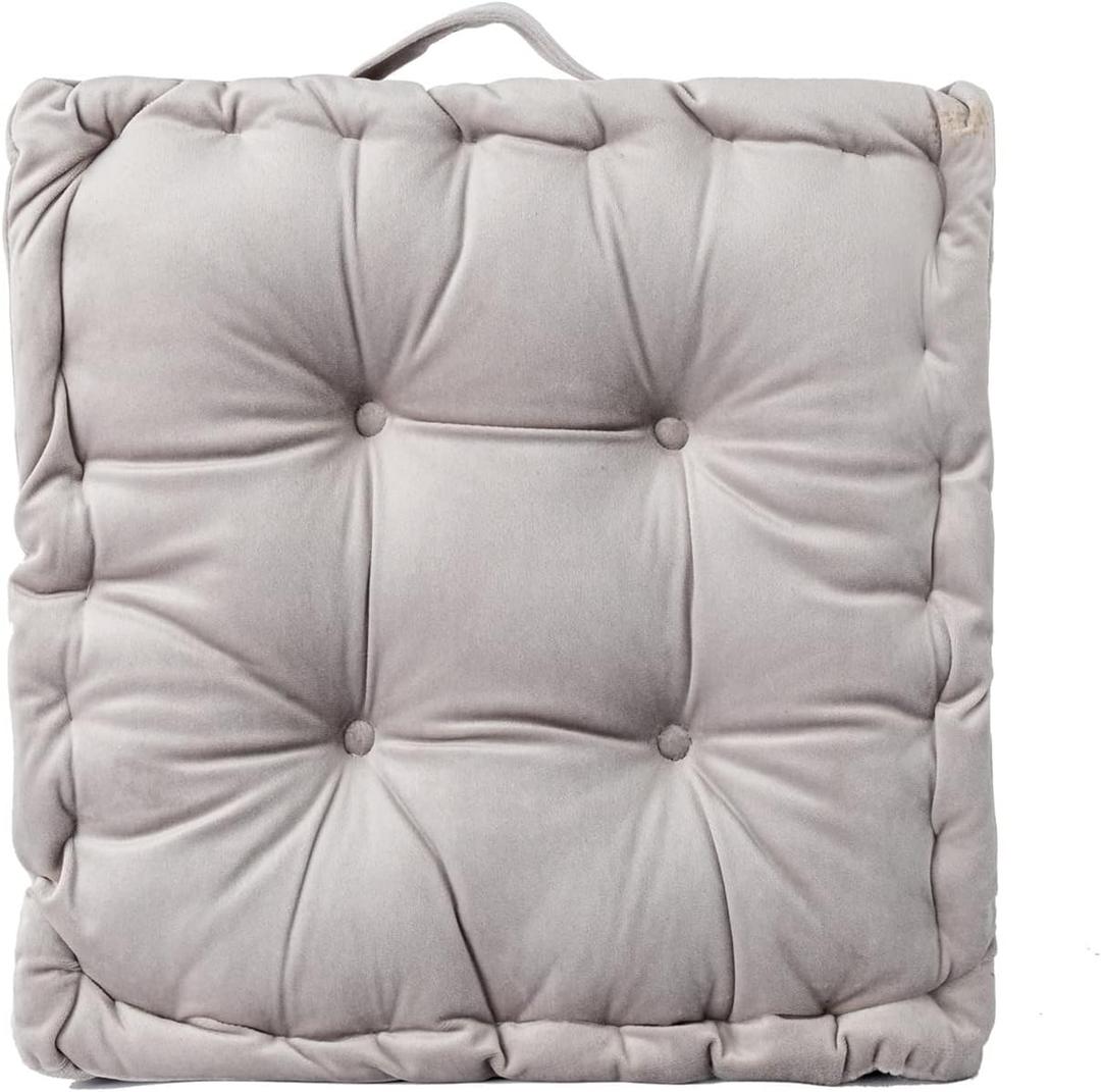 Chair Cushions,high Chair Cushion,Square Solid Color Velvet Seat Cushion with Handle Tufted Thicken Chair Pad Soft Non Slip Reversible 42" x 17" (Gray)