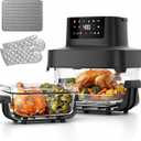 Glass Air Fryer Non Toxic, 6.3QT & 4.4QT Air Fryer with Dual Glass Baskets with Lids, 8-in-1 Portable Air Fryers Cristal, PFOA & PFAS-Free, Dishwasher Safe, Ideal Kitchen Gift