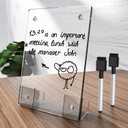 Clear Acrylic White Board 8x6 Inches, Frameless Desktop Dry Erase Board with Flexible Magnetic Stand and Markers, Mini Whiteboard Desk Accessories for Women, Home, Office, School