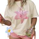 SOLY HUX Women's Plus Size Graphic T Shirts Y2k Floral Short Sleeve Crew Neck Tee Summer Preppy Aesthetic Tops (Yellow, XXL)