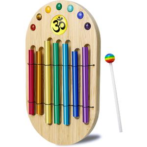 Chakra Wind Chime for Meditation, 7 Chakra Hanging Decor with Colorful Energy Ornaments, Healing Spiritual Home Decor for Yoga Room, Boho Wall Art Gift for Women & Meditation Lovers