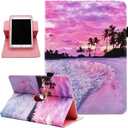 Universal 10 10.1 Inch Android Tablet Case, Dluggs 360 Degree Rotating Multi-Angle Viewing Stand Universal Case Cover for 10 10.1 and All 9.5-10.5 Inch Tablet, Dusk Beach