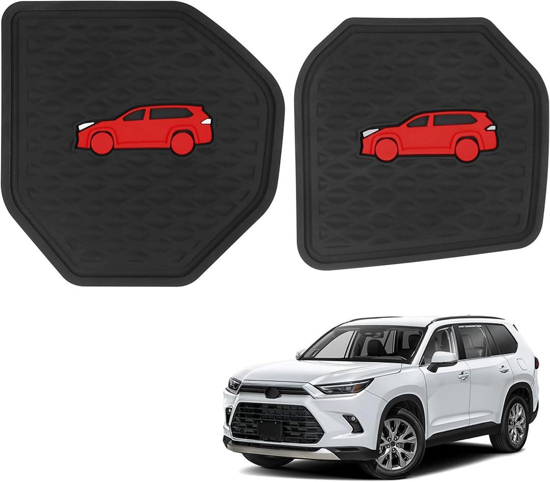 2PCS Cup Holder Coaster for Toyota Grand Highlander 2024 2025 Accessories,Silicone Cup Inserts Interior Mats (Red)