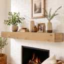 White Oak Fireplace Mantel, 72 Solid Wood Mantel Shelf, Light Wood | Floating Shelf Over the Fireplace, Wall-Mounted Rustic Mantel