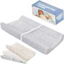 Jool Baby Soft Changing Pad + Washable Cover, Non-Slip - Fits Standard Changing Tables & Dressers (Gray/Wave)