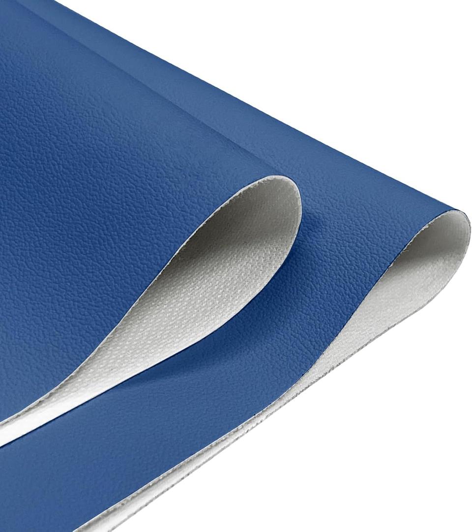 Faux Leather Fabric,54"x36" Thick Durable Synthetic Upholstery Leather Vinyl, Soft Smooth Waterproof, Durable,Replacement Renovate for Wallets, DIY Projects, Furniture, Car Seats 1 Yard-Blue