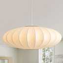 Large 23.6 inch Lantern Pendant Light, White Imitation Silk Lampshade, Bubble Pendant Light, Hanging Lamp Simple Chandelier for Living Dinning Room Kitchen Island Bedroom Restaurant Cafe