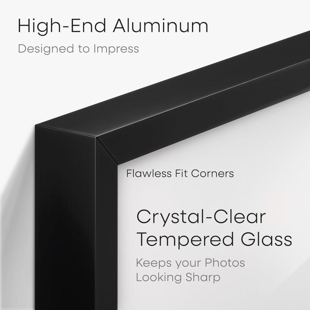 Homeforia Black Picture Frame for Wall or Tabletop, High-End Metal   9"-7"