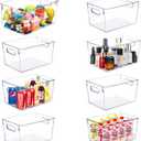 Set of 8 pack Clear Plastic Storage Bins, Pantry Organization and Storage, Clear Organizing Bins for Kitchen Organization, Freeze Storage, Home Edit and Cabinet Organizers (8Large)