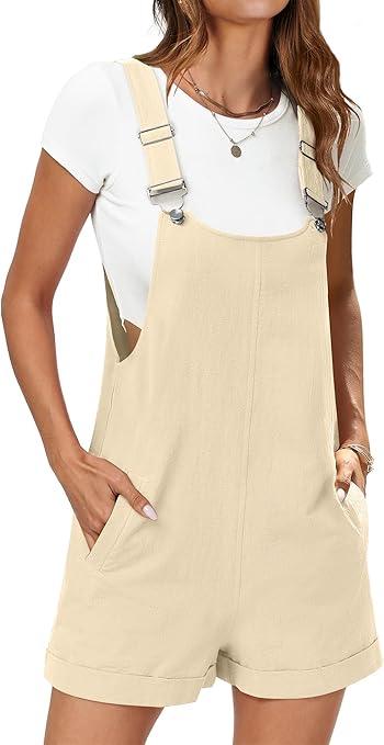 ANRABESS Women's Short Overalls Summer Adjustable Strap Loose Fit Bib Shortalls Rompers Spring Travel Vacation Clothes 2026 Large