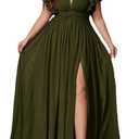 Women's Plus Size Bridesmaid Dresses Chiffon Wedding Guest Summer Maxi Dress Elegant Prom Evening Party Cocktail Gown (Olive Green, XL)