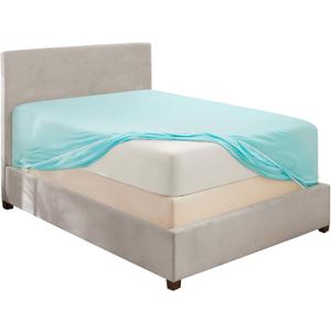 Hearth & Harbor Extra Deep Pocket King Size Sheet, Light Blue, 1800 Microfiber, Soft, Fits up to 24'' Mattress