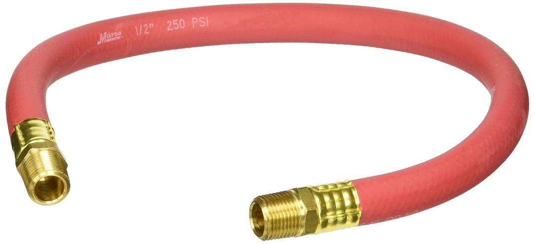 MILTON 2 Foot Snubber Nose 681-1, Absorbs Shock from Impact Tools, 200 PSI Max Pressure, 800 Pounds Burst Pressure, 1/2" Hose ID, 1/2" Male NPT