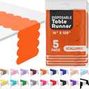 Swanoo Orange Plastic Disposable Table Runner. 5 Pack 14 x 108 inch. Scallop Table Runner Adds A Pop of Color to Your Party Table