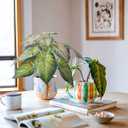 Fake Plants Artificial Caladium Plants Indoor, 15.7 Inch Samll Artificial Plants with Red Leaves, Potted Faux Plants for Desk Shelf Office Room Decoration1Pack