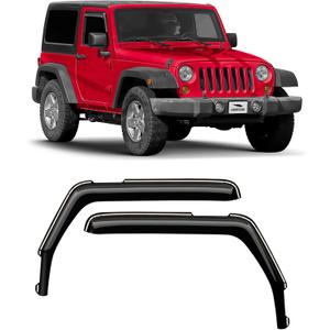 Voron Glass in-Channel Extra Durable Rain Guards for Jeep Wrangler JK 2-Door 2007-2018, Window Deflectors, Vent Window Visors, 2 Pieces - 200296