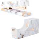 Acrylic Marble White Office Desk Set - Stapler & Tape Dispenser, Heavy Duty Office Supplies - Desk Accessories Set with 1000Pcs 24/6 Rose Gold Staples