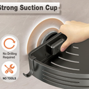 Corner Shower Caddy with Suction Cups, Shower Suction Shelf With Towel Bar, Wall Bathroom Shower Organizer Corner with Hooks, No-Drilling Removable (Plastic, 2-Pack, Gunmetal Gray)