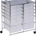 Honey-Can-Do Rolling Storage Cart and Organizer with 12 Plastic Drawers
