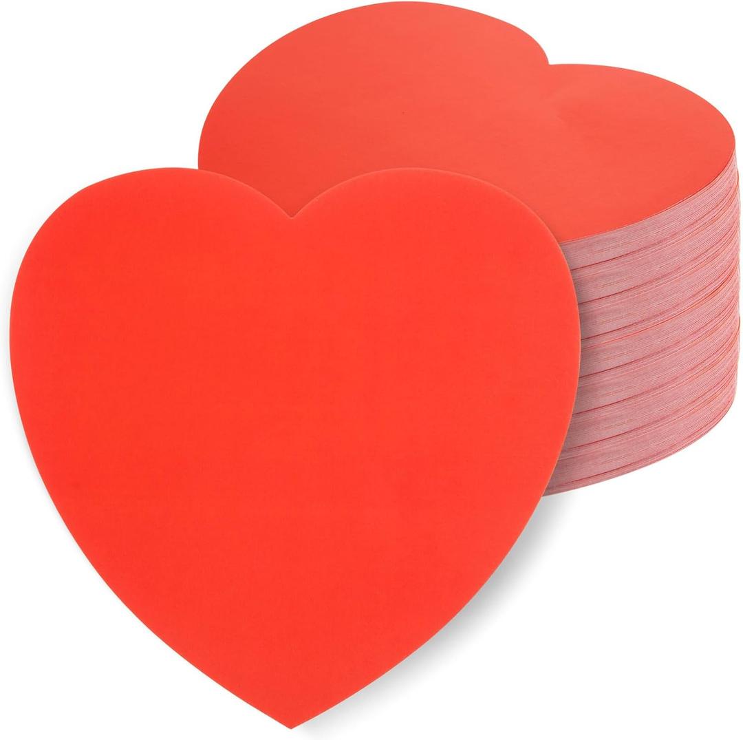 MixTeach 72 Pcs Large Red Heart Cutouts, 15 x 15 cm/5.9 x 5.9 inches, Heart Shape Card Paper Die Cut, Valentine's Day Decorations, Craft Paper Cutouts