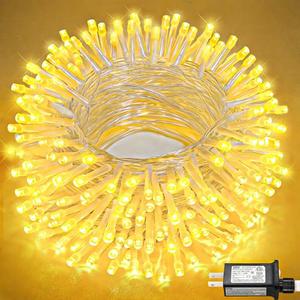 100FT 300 LED Outdoor String Lights, Connectable Christmas Lights Indoor Waterproof with 8 Modes, Plug in Twinkle Fairy Lights Clear Wire for Bedroom Home Wedding Patio Decorations, Warm White