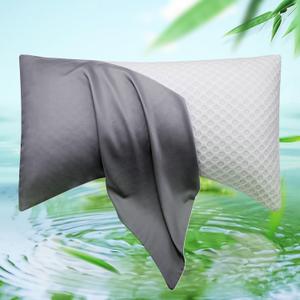 Cooling Side Sleeper Pillow Cases - Curved Rayon Derived from Bamboo Pillowcase Cover- Breathable Silky Soft Pillowcase for Hot Sleepers Hair and Skin, King Size 1 Piece, 20 * 36 Inches Dark Grey