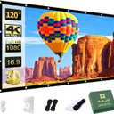 AAJK Outdoor Projector Screen 120 inch, Washable Projector Screen 16:9 Foldable Anti-Crease Portable Projector Movies Screen for Home Theater Outdoor Indoor Support Double Sided Projection