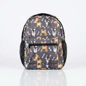 French Bulldog Backpack  Cute Dogs Themed Bookbag, Adjustable Lightweight, Colorful Backpacks Set for Kids Girls Boys