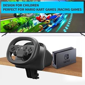NBCP Wireless Racing Wheel with Pedal – Steering Wheel for Switch, PS4/PS3, PC, iOS, Android – 270° Rotation, Dual Vibration, Bluetooth 5.0, Race Game Controller, Black