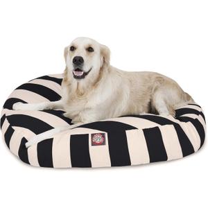 Black Vertical Stripe Large Round Indoor Outdoor Pet Dog Bed With Removable Washable Cover By Majestic Pet Products, Large