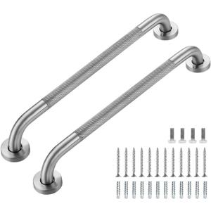 Grab Bars for Shower, 2 Pack 20-Inch Anti Slip Shower Handles for Elderly, Stainless Steel Handicap Grab Bars for Bathroom, Toilet (Brushed Nickel, 1" Diameter)