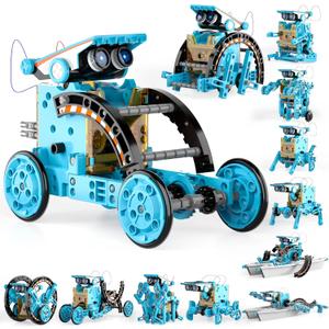 Lucky Doug 12-in-1 STEM Solar Robot Kit Toys Gifts for Kids 8 9 10 11 12 13 Years Old, Educational Building Science Experiment Set Birthday for Kids Boys Girls (Blue)