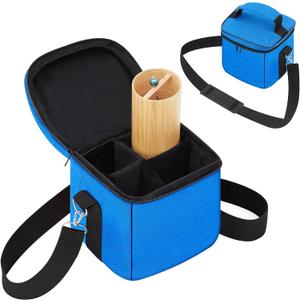 Universal Chimes Case Bag Hold up to 4 Chimes Accessory for Sound Healing Meditation Toolkit Protective Carrying Transport Travel Gig Bag for Wind Chime (Not Included), 8x8x8 Inch (Blue)