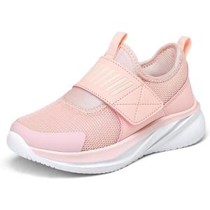 RUNSIDE Girls Tennis Shoes Boys Kids Sneakers Lightweight Breathable Running Athletic Shoes for 2 Big Kid, Light Pink