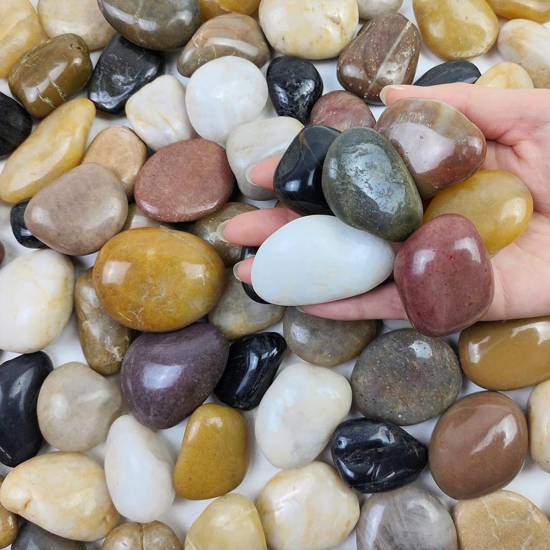 YISZM. Indoor Outdoor 2lb Stone one grey and one White Package with added miniature decorative flower pots and stickers.