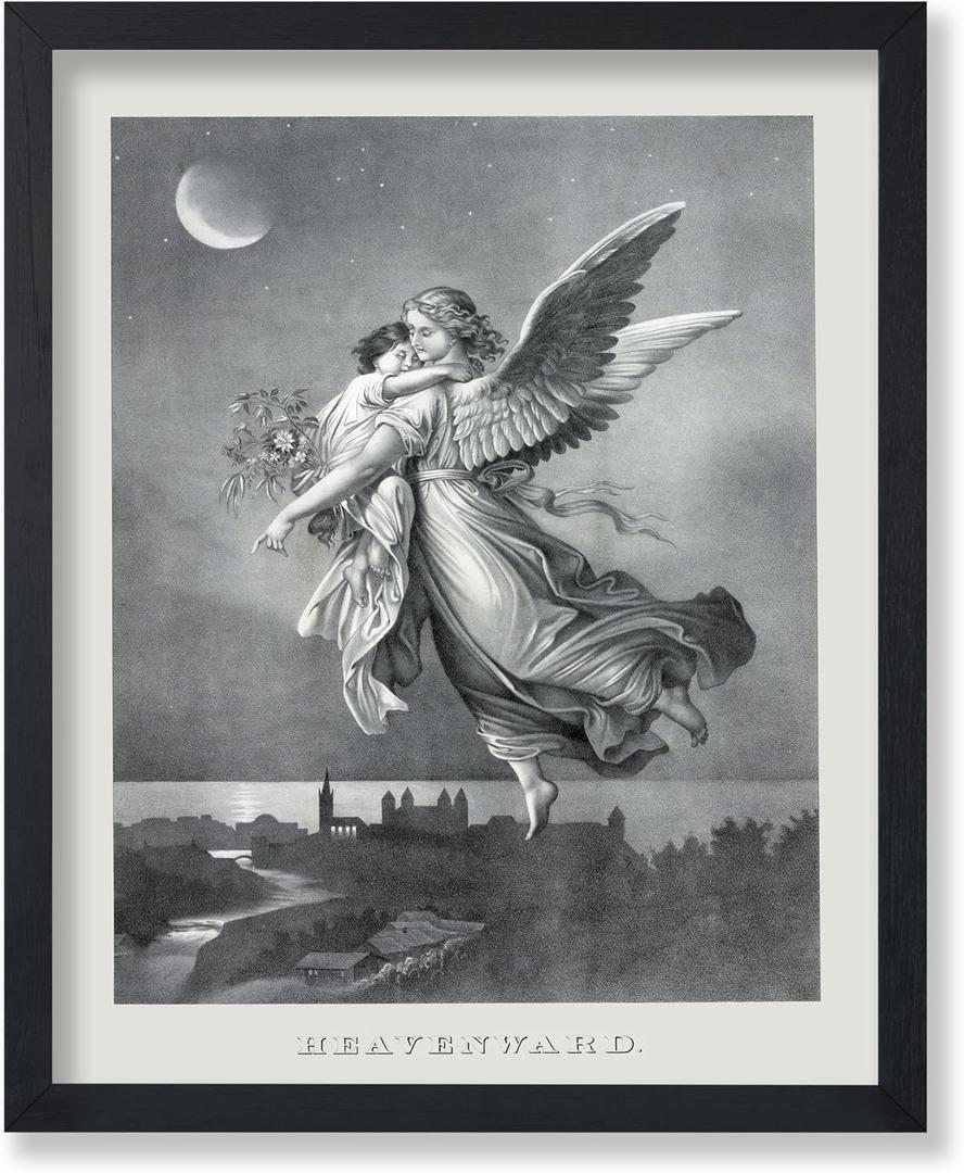 Poster Master Vintage Guardian Angel Poster - Retro Angel & Child Print - Spiritual Art - Gift for Men & Women - Religious Christian Decor for Living Room, Bedroom or Dorm - 8x10 UNFRAMED Wall Art (8L" x 10W", Style13)